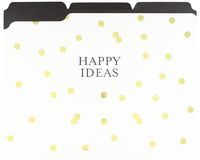 Graphique Happy Ideas File Folder Set - File Set Includes 9 Folders and 3 Unique "Happy" Designs, Embellished w/ Gold Foil on Durable Triple-Scored Coated Cardstock, 11.75" x 9.5"