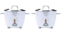Aroma Simply Stainless Rice Cooker, White [Cooks 3 cups of uncooked rice] (6-Cup Cooked, 2-pack)