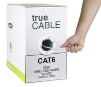 Cat6 Shielded Riser (CMR), 1000ft, White, 23AWG Solid Bare Copper, 550MHz, ETL Listed, Overall Foil Shield (FTP), Bulk Ethernet Cable, trueCABLE