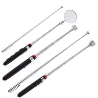 5 Pieces Magnetic Telescoping Pick-up Tool Kit with 1 lb/ 15 lb Pick-up Rod, Telescoping Handle 360 Swivel Round Inspection Mirror for Extra Viewing Pickup Dead Angle