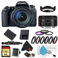 Canon EOS 77D DSLR Camera with 18-135mm Lens Bundle w/ 9 Piece Filter & Memory Kit + Bonus 50mm Lens (International Model)
