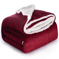 Bedsure Sherpa Fleece Blanket Queen Size Red Burgundy Wine Maroon Plush Blanket Fuzzy Soft Blanket Microfiber