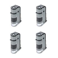 Carson MicroFlip 100x-250x LED Lighted Pocket Microscope with Flip Down Slide Base, Smartphone Adapter Clip, and UV Flashlight (Set of 4)