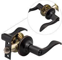 Berlin Modisch Entrance Lever Door Handle [Lock with Two Keys] for Office or Front Door with a Oil Rubbed Bronze Finish, Reversible for Right & Left Side, with a Door Bumper Wall Protector