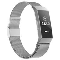 POY Compatible for Fitbit Charge 3 Bands,Replacement Wristbands for Fitbit Charge 3 SE Fitness Activity Tracker, Metal Stainless Steel Bracelet Strap with Unique Magnet Lock for Women Men Silver S