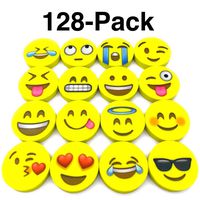 OHill Pack of 128 Pack Emoji Pencil Erasers 16 Emoticons Novelty Erasers for Party Favors School Classroom Prizes Rewards