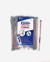 Rubber Lined, Releasable, Heavy-Duty Zip Ties, UV Rated, 8 Inch, Reusable, Black Nylon Zip Ties, Assorted Colors (Blue, Red, Orange) - GripLockTies (100, Red)