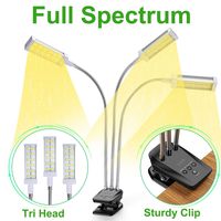 VOGEK Grow Light, 72W 144 LED Plant Growing Light with Auto On/Off Timer, Adjustable Gooseneck & Desk Clip On, 3 Switch Modes 5 Brightness Settings, Tri Head Plant Lamp Suitable for Indoor Plant