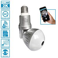 Nucam 380 Premium LED Light Bulb Camera Fisheye APP Controlled Hidden Cam w. 2K 360° Panoramic View, WiFi Connection, Newest H.265 Technology, Motion Detection Based Recording and Night Vision