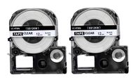 2PK Onirii Compatible Epson Labelworks Label Tape Cartridge LW-300 LW-400 LW-500 LW-600 LC-4TBN9(LK-4TBN) Black On Clear Label Maker Tape Refill Cartridge 12mmx26.2ft