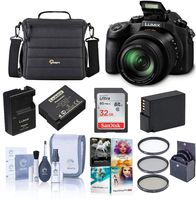 Panasonic Lumix DMC-FZ1000 Digital Camera - Bundle with 32GB Class 10 SDHC Card, Camera Holster Case, Spare Battery, 62mm Filter Kit, Cleaning Kit, Software Bundle