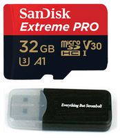 32GB Sandisk Extreme Pro 4K Memory Card works with Gopro Hero 6, Fusion, Hero 5, Karma Drone, Hero 4, Session, Hero 3, 3+, Hero + Black - UHS-1 V30 32G Micro SDHC w/ Everything But Stromboli Reader