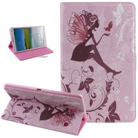 Galaxy Tab S 8.4 Case, Butterfly Fairy Girl Flower Pattern Inlaid Shiny Glitter Rhinestone PU Leather Flip Protective Case Cover with Stand for Samsung Galaxy Tab S 8.4 SM-T700 / SM-T705,Fairy Pink