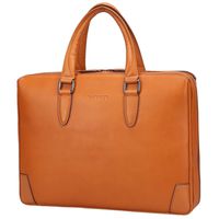 Banuce Soft Full Grains Leather Briefcase for Men Women Handbags U-Zip Attache Case 14 Inch Laptop Tote Business Bag Ladies Purse Brown