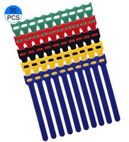 50 PCS Reusable Hook and Loop Fastening Cable Ties with Microfiber Cloth, 5 Color