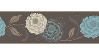 Fine Decor BO05587 Esme Wallcoverings with Chocolate, Cream and Teal Peel and Stick Border