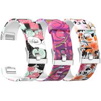 SKYLET Compatible with Fitbit Charge 2 Bands, Silicone Printed Pattern Replacement Bands Compatible with Fitbit Charge 2 Bracelet with Secure Watch Clasp (No Tracker)
