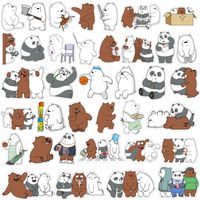 Meet Holiday We Bare Bears Laptop Stickers Waterproof Skateboard Pad MacBook Car Snowboard Bicycle Luggage Decoration(36pcs)