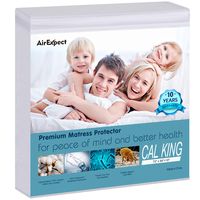 AirExpect Waterproof Mattress Protector Cal King Size 100% Organic Cotton Hypoallergenic Breathable Mattress Pad Cover, 18" Deep Pocket, Vinyl Free - 72" x 84"