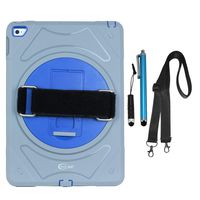 Cellular360 Shockproof Case for iPad Air 2 2014 , Car Headrest Mount Case with 360 Degree Rotatable Kickstand, Adjustable Handle and Shoulder Strap (Gray/Blue)