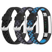 iHillon Compatible with Fitbit Alta/Alta HR/Fitbit Ace Bands, 3-Pack Two-Toned Breathable Silicone Sport Replacement Wristbands with Metal Buckle for Women Men Kids