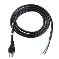 14 AWG 3 Conductor 3-Prong Power Cord with Open Wiring, 15 Amp Max, 6 ft Replacement Power Cord with Open End, Pigtail Open Cable