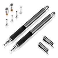 Capacitive Stylus Pen-Dinines Fine Point Stylus Touch Screen Pens for All Capacitive Cell Phones, Tablets, Laptops Bundle with 6 Replacement Tips (2 Pcs, Black/Black)