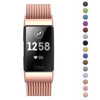 Fitlink Stainless Steel Metal Replacement Bands for Fitbit Charge 3 and Charge 3 SE for Women Men,Multi Color Multi Size(Rose Gold,Small(5.5 ''- 8.5''))