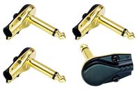 AAOTOKK 90 Degree 6.35MM Adapter Golden Plated Right Angle 6.35mm 1/4 Inch TS Mono Male Flat Pancake Style Plugs Connectors for Speaker,Patch Cable,Guitar.(4 Pack)
