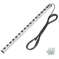 BESTTEN UL Listed 16-Outlet Heavy Duty Metal Power Strip, 12ft Long Extension Cord, Aluminum Alloy, 15A ON/Off Circuit Breaker, Silver
