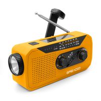 Emergency Weather AM/FM NOAA Solar Crank Radio with Bright Flashlight, 2000mAh Power Bank, Headphone Jack for Hazard Weather and Outdoor Activitives (Orange)