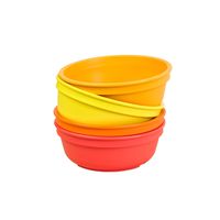 Re-Play Made in The USA 4pk Toddler Feeding Bowls for Easy Baby, Toddler and Child Feeding - Orange, Yellow, Red, Sunny Yellow (Fall, 5" Bowl)