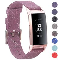 EZCO Bands Compatible with Fitbit Charge 3, Woven Fabric Breathable Watch Strap Quick Release Replacement Wristband Accessories Man Woven Compatible with Charge 3 Fitness Smart Watch