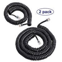 Telephone Cords for Landline Phones 2 Pack, 10 Feet Uncoiled and 23 Feet Uncoiled, Coiled Handset Phone Cord for IP Phones, Black