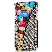 STENES iPhone X Case - 3D Handmade Luxury Series Crystal Golden Crown Skull Rainbow Rhinestone Zipper Sparkle Rhinestone Cover Bling Case for iPhone X Retro Bows Dust Plug - Silver