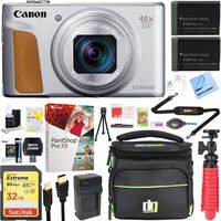 Canon PowerShot SX740 HS 20.3MP 40xOptical Zoom with 4K Video Recording 2956C001 (Silver) + 32GB Deluxe Accessory Bundle