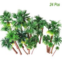 24pcs Mixed Palm Coconut Scenery Model Trees 1.5-5.9 inch, Train Railways Landscape Rainforest Diorama Sand Table Architecture Trees, Cake Topper Gardening Props and DIY Doll House Resin Decoration