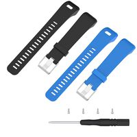 ECSEM Replacement Soft Silicone Bands and Straps Compatible with Garmin vivosmart HR+ ONLY (not for vivosmart hr) (2pc(Black + Blue))