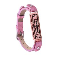 for Fitbit Flex2 Leather Bands, UNEXTATI for Fitbit Flex2 Bracelet Accessories Bangle Leather and Metal Bands Wristbands for Flex2 - Rose Case + Pink