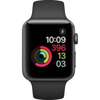 Apple Watch Series 2 Smartwatch 42mm Space Gray Aluminum Case Black Sport Band (Black Sport Band) (Renewed)
