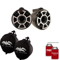 Wet Sounds REV 10 X Mount Tower Speakers with Wet Sounds Suitz Speaker Covers - Black