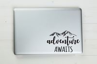 Adventure Awaits Vinyl Sticker Decal 5.5"x3.5" (Black)