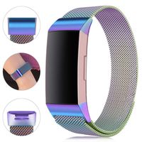 GZ GZHISY Compatible for Fitbit Charge 3 Bands,Replacement Wristbands for Charge 3 SE Fitness Activity Tracker, Metal Stainless Steel Bracelet Strap with Unique Magnet (Colorful Small)