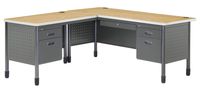 OFM Core Collection Mesa Series Single Pedestal L-Shaped Desk with Left Pedestal Return with Laminate Top, in Oak (66366L-OAK)