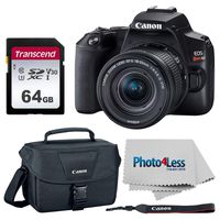 Canon EOS Rebel SL3 Digital SLR Camera + Canon EF-S 18-55mm f/4-5.6 is STM Lens + Canon EOS Shoulder Bag 200ES (Black) + 64GB UHS-I U3 SD Memory Card + Photo4Less Camera and Lens Cleaning Cloth