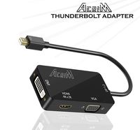 Acrim 3 in 1 Mini DisplayPort 4k x 2k to HDMI VGA DVI TV Adapter Thunderbolt Cable Mini DP for Apple iMac MacBook Air Microsoft Surface Pro - Black