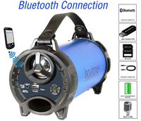 Boytone BT-40BL Portable Bluetooth Indoor/Outdoor Speaker 2.1 Hi-Fi Cylinder Loud Speaker with Built-in 2x3 Sub and SD Card, USB, USB Charger, AUX, FM Radio, Built in Rechargeable Battery