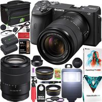 Sony a6600 Mirrorless Camera 4K APS-C ILCE-6600MB with 18-135mm F3.5-5.6 OSS Lens Kit and Deco Gear Case + Extra Battery + Flash + Wide Angle & Telephoto Lens + Filter Kit + 64GB Accessories Bundle