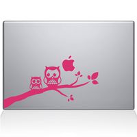 The Decal Guru Two Owls on a Branch Decal Vinyl Sticker, 15" MacBook Pro (2015 & Older Models), Pink (2353-MAC-15P-BG)