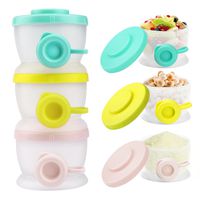 Zooawa Baby Formula Dispenser, Non-Spill Stackable Milk Powder Formula Container and Snack Storage for Travel, BPA Free, 3 Compartment, Light Color